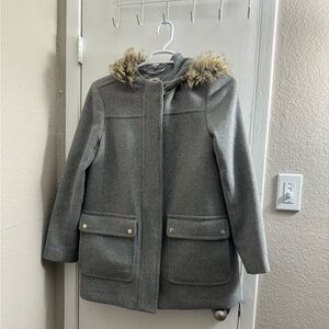 J. Crew Wool Blend Faux Fur Hood Women’s Size 12